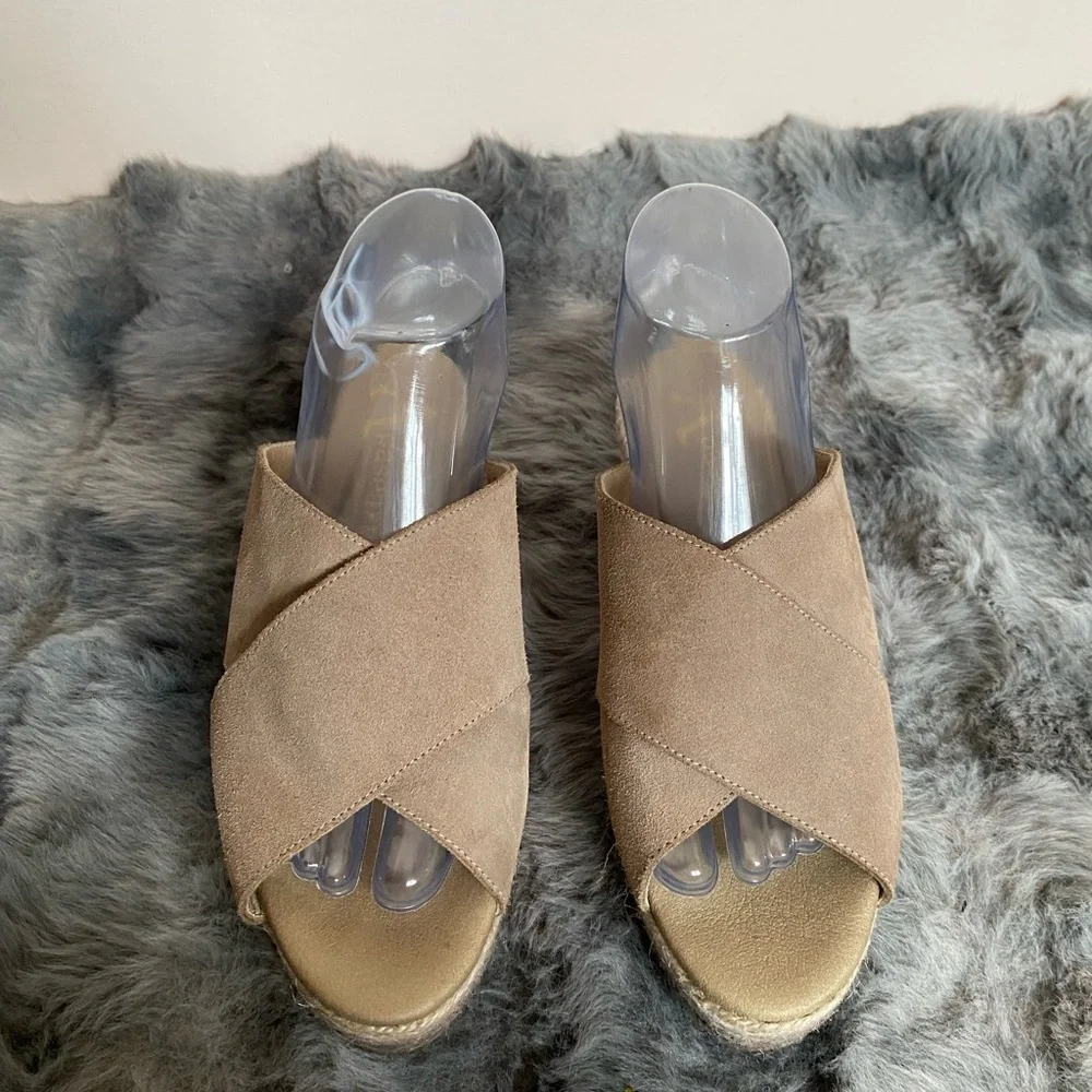 Anthropologie Paseart Tan Wedge Espadrille Shoes with Crossover Design